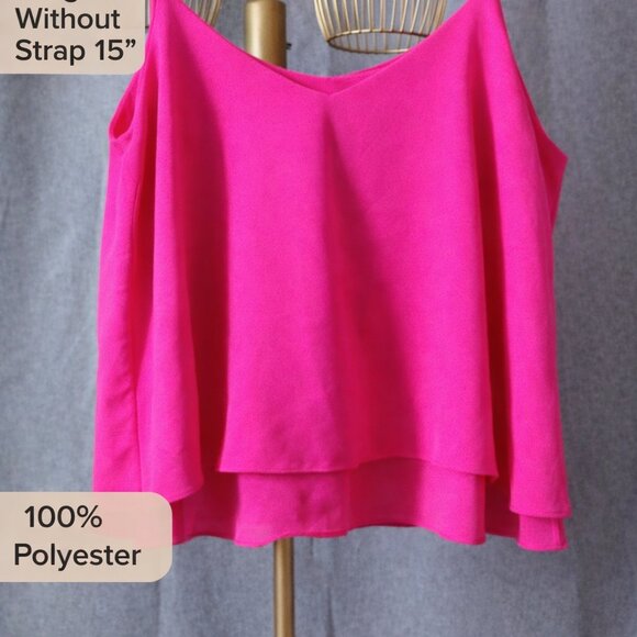 Paper Crane Hot Pink Layered Camisole Tank Top Size Large | Flowy Cami - Picture 2 of 7